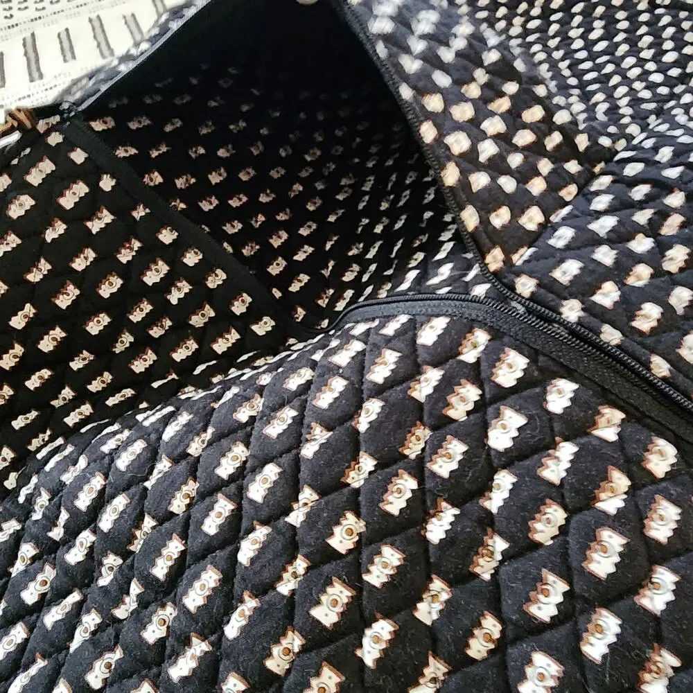 Vintage Vera Bradley Zebra Hanging Garment Bag Black Quilted Dual Handle Retired